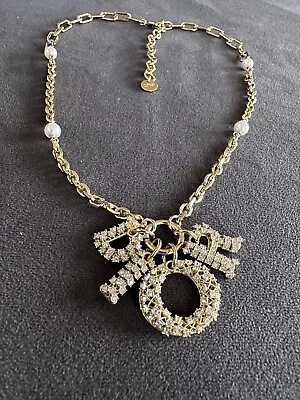 Dior Chain Necklace Miss DIOR Charms With Crystals Gold Metal Colour • £298