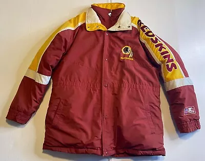 VTG Starter Washington Redskins Duck Down Jacket Puffer Mens L Full Zip Football • $90