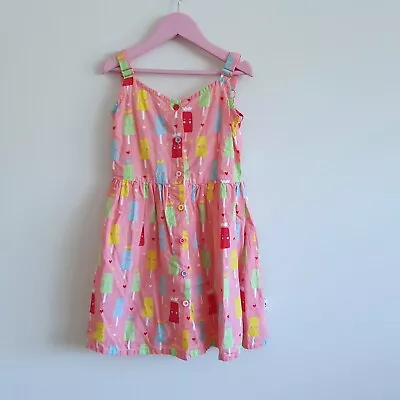 Size 6 VGC Oobi Popsicle Print Peach Sleeveless Dress Adjustable Straps • $12