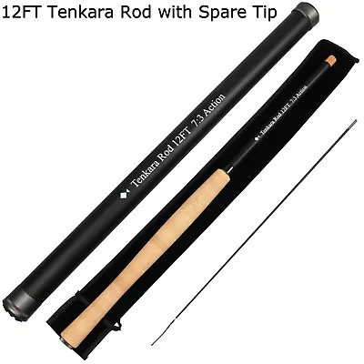 12FT Tenkara Rod With Spare Tip Fly Rod Telescopic Fishing Pole Carbon Fiber Rod • $45.47