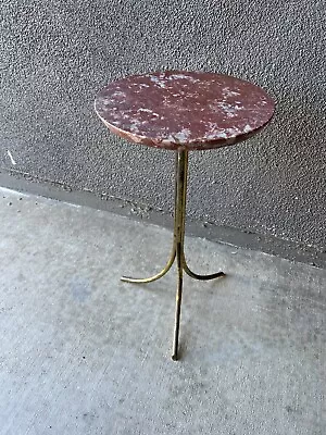 Marble Onyx Brass TABLE MID CENTURY EAMES Hollywood Regency French Italian DECO • $425