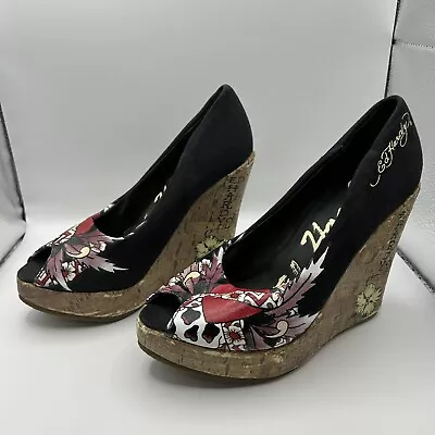 Ed Hardy Women’s Multicolor Wedge Heels Size 6 1/2 To 7? See Description • $24.57