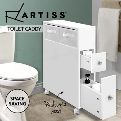 Artiss Bathroom Cabinet Storage Toilet Caddy Holder Drawer Basket With Wheels • $79.95