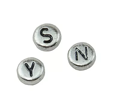 100 Silver Colour Mixed Letter Alphabet Beads Make Bracelets Necklaces Beading  • £2.66