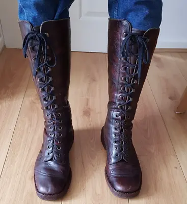 Vintage 1973 MENS Knee High Fur Lined Boots In Brown Size 10 Made In Austria • £499