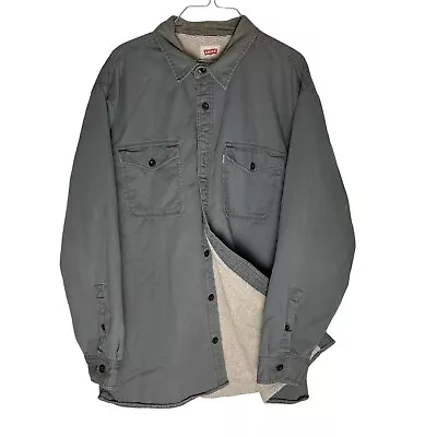 Levi’s Sherpa-Lined Mens Gray Jacket Shacket Size XL Regular Trucker Chore Barn • $23.50