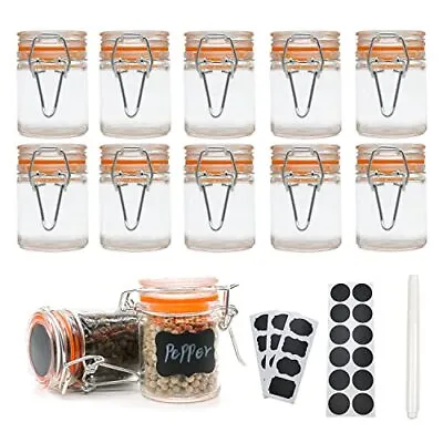 1.7 Oz Mini Glass Spice Jars With Labels Small Stash Jars With Airtight Hinged L • $28.32