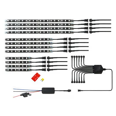 12Pcs Motorcycle RGB LED Neon Car Under Glow Lights Strip Kit W/ Remote Control • $26.50