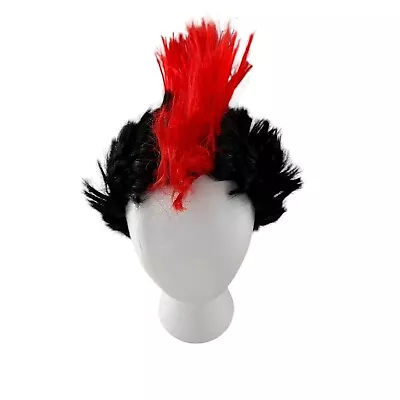 Halloween Costume Faux Mohawk Wig Red Black Stretchy Prop Rocker Hair Theater • $9.98