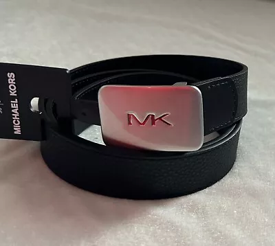 NWT Michael Kors Men's 31mm Fast MK Plaque Black Belt 86S3SBLY7U Size 36 • $35.99