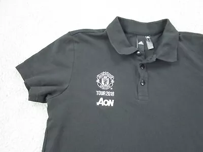 Adidas Manchester United Shirt Mens M Black Polo Soccer Man Utd FC Football 2018 • $7.80
