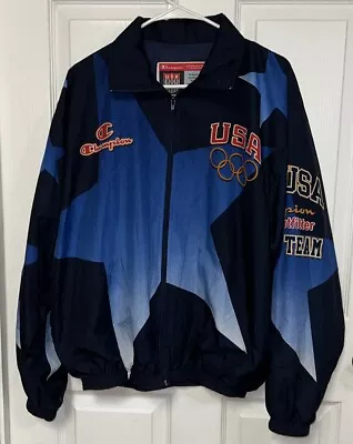 Vintage Champion 1996 Olympic USA Track Jacket Mens Large Look At All Pics Retro • $55