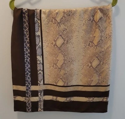 $13.99 • Buy TALBOTS Designer Multi Print Scarf Square Silk Scarf Browns 35.5 X 36