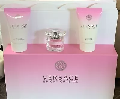 VERSACE BRIGHT CRYSTAL  3 Pc GIFT Set: 5 Ml EDT Mini 0.8 Oz Lotion & Gel NIB • $27.99