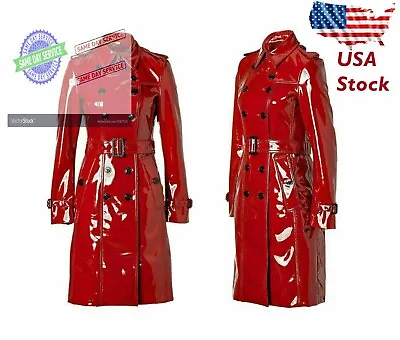 PVC Vinyl Women's Trench Coat All Sizes  • $84.99