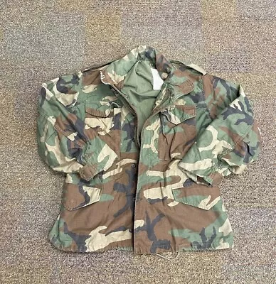 US ARMY M65 WOODLAND CAMO Men Small Short COLD WEATHER Military Field Jacket • $36.99