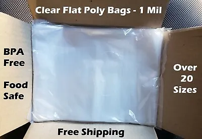 Clear Plastic Bags Packing Shipping Lay Flat Open Top Poly Baggie FDA 1 Mil 1Mil • $7.99