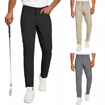 Men's Stretch Golf Pants Slim Fit Pockets Casual Tapered Dress Work Trousers • $22.79