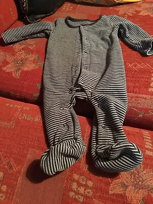 F&f @ Tesco Baby Boy Fleecy Sleepsuit 0-3 Months Used • £2