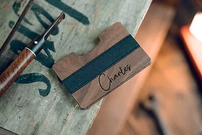 Personalized Wallet Credit Card Holder From Walnut Wood • $8.99