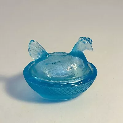 Vintage Aqua Blue Mini Hen On Nest Collectible Depression Glass • $27.86