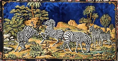 Vintage Velvet Tapestry Zebra African Blue Sky • $29.99