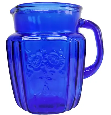 Hocking Mayfair Open Rose Cobalt Blue Juice Pitcher Reproduction • $14.99
