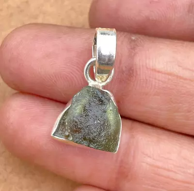 Natural Rough Moldavite Gemstone Pendant 925 Sterling Silver Handmade Jewelry • $22.50