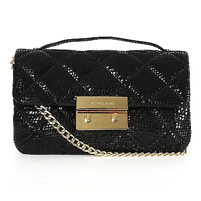 Michael Kors Black Crossbody Sloan Small Patent Embossed Quilted Messenger • $198