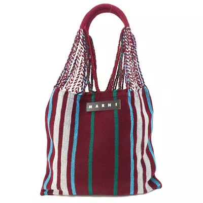 MARNI   Tote Bag Flower Cafe Hammock Stripe Polyester Leather • $166.25