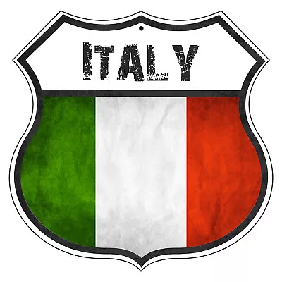 Italy Country Flag Novelty Highway Shield Aluminum Metal Sign • $14.99