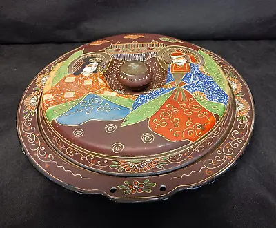 Satsuma Japan Hand Painted Immortals Moriage Moriyama 11  Covered Bowl Dish Vtg • $48.50