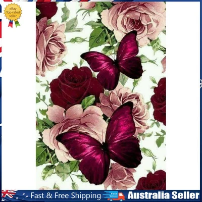 $11.52 • Buy 5D DIY Art Full Round Drill Diamond Painting Butterfly Rose Craft Drawing AU