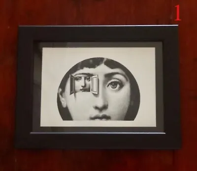Fornasetti 1 (one) Old TV Postcard Framed In Black Wood. 13 X 18 - 5”x 7” • $30