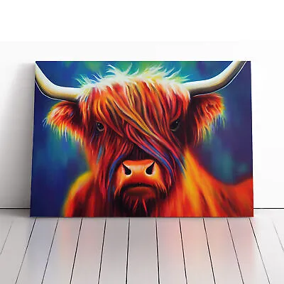 £19.95 • Buy Colourful Highland Cow Vol.2 Canvas Print Wall Art Framed Poster Picture
