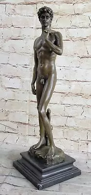 Michelangelo's David Bronze Minature Replica Statue Sculpture Figure Nude 18  • $349