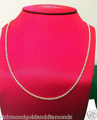 Men Women Real 14k Yellow Gold Necklace Rope Chain 2mm 24 Inch 24  Hollow • $169.75
