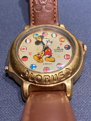 Lorus By Seiko Mickey Mouse Watch It's A Small World Musical Country Flags As Is • $9.99