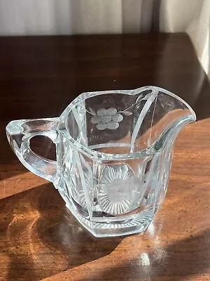 Vintage Cut Glass Creamer And Sugar Bowl Set Floral Pattern No Damage • $16