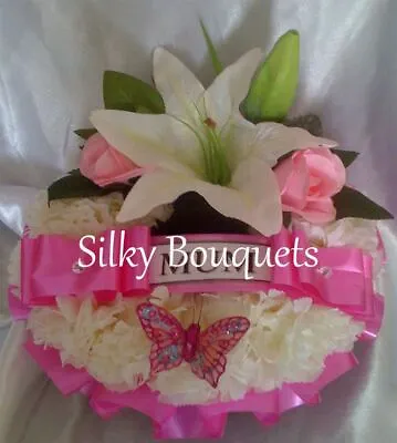 Mum Artificial Silk Funeral Flower Wreath Ring Tribute Grave Memorial Nan Auntie • £22