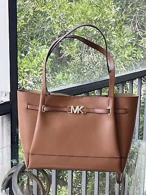 Michael Kors Reed Large Tote Shopper Shoulder Handbag Leather Luggage Leather • $117