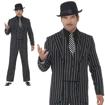 New Adult Vintage Gangster Boss Costume Mens 1920s Mafia Fancy Dress Outfit • £35.99