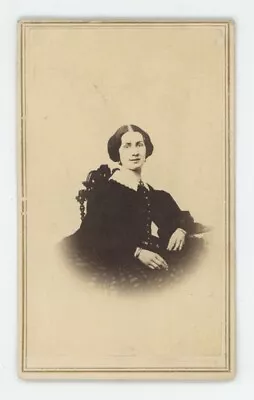 Antique CDV C1860s Beautiful Woman In Black Dress Sitting In Chair Zanesville OH • $9.99