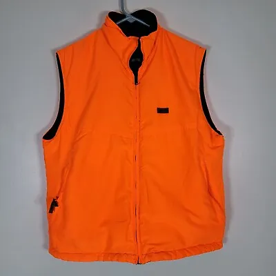 $30 • Buy Woolrich Vest Men Large Black Blaze Orange Reversible Full Zip Hunting Insulated