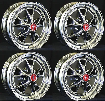 New! Mustang Style Styled Steel GT Wheels 14  X 6  Set Of Complete W/ Caps Nuts • $944.95