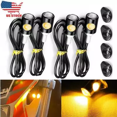 4X Mini Motorcycle LED Turn Signals Indicator Amber Blinker Light Universal Lamp • $17.95