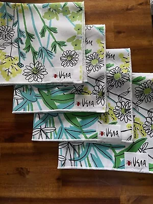 VERA Neumann Napkins New Never Used Set Of 4 Green Yellow Turquoise Floral 19” • $25