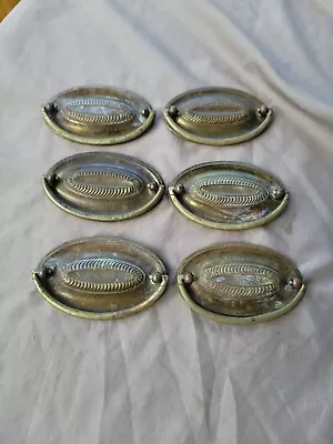 6 Vintage 3.5 Inch Brass Drawer Pulls • $20