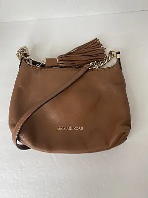 Michael Kors Handbag Purse  Weston Tassel Crossbody British Tan Leather Gold • $71.99