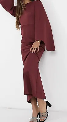 $60 • Buy ASOS DESIGN Fluted Long Sleeve Dress Size 16 Maxi